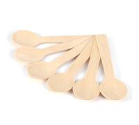Cuillères en Bois Jetables, 100 Pièces Mini Cuillères Jetables Petite Cuillère Bois Biodégradables10cm Couverts pour Café, Thé, Crème