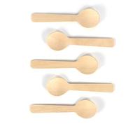 Cuillères en Bois Rondes 100 Pièces pour Dessert Glace Café | Bois compostable, forme ronde délicate, surface polie sans éclats ni bords rugueux