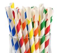 Cuillères et pailles en papier jetables, 200 pièces, multicolores, 20 x 0,8 cm