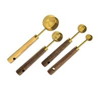Cuillères et Tasses à Mesurer Ensemble 4 Pièces | Manche en Bois Poli, Marquages Gravés et Rangement Suspendu, pour Pâtisserie Maison et Préparation