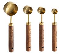 Cuillères et Tasses à Mesurer Manche pour bois Cuillères et Tasses(I) | Acier inoxydable , en noyer massif, 8 tailles variées, marquages pour précis, design élégant