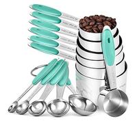 Cuillères et Tasses à Mesurer: U-Taste Ensemble de Tasses et Cueillere Dosseur en Acier Inoxydable 18/8, 10 Pièces Mesures Cuisine pour la Pâtisserie et la Cuisson, Poignée Épaissie (Aqua Sky)