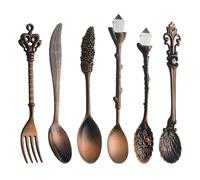 Cuillères Vintage, ensemble de 6 cuillères à thé Vintage, cuillère à mélanger le café Royal Dessert en alliage de Zinc, ensemble vaisselle décorative pour le bureau domicile, 5 cuillèr