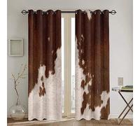 Cuir De Vachette Brun-Rouge Rideau Occultant à Oeillets Art De La Vache Les Rideaux à œillets pour Salon Chambre Fenetre, Lot de 2 Rideaux et Draperies Intérieurs à Oeillets 300x270cm