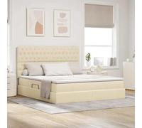 Cuir synthétique hydraulique lit avec rangement Crème 180 x 200 cm | Lit avec rangement et matelas Crème 180x200 cm Polyester avec mécanisme hydraulique, sommier à lattes métal, tête de lit
