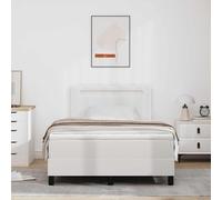 Cuir synthétique rembourré Moderne Chambre élégant 120 x 200 cm Blanc | Lit Box Spring Moderne 120x200 cm avec Matelas à Ressorts Ensachés Tête de Lit LED Réglable Simili Cuir Blanc Cadre Bois