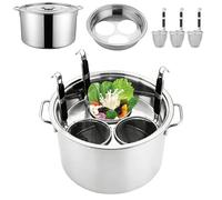 Cuiseur à pâtes avec panier passoire - Ensemble de casseroles en acier inoxydable - Casserole à spaghetti et insert vapeur - Pour les familles occupées, la préparation des repas, les fêtes, les soupes