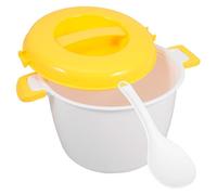 Cuiseur à Riz Micro-ondes Multifonction en PP Jaune avec Vapeur | Couvercle Passoire Intégré, Poignées Verrouillables à Boutons Latéraux, pour Grains et Porridge, Usage Maison