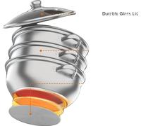 Cuiseur à vapeur en acier inoxydable, 3 niveaux, 27,3 cm de diamètre, compatible avec les cuisinières à induction et à gaz, couvercle en verre antidéflagrant, design peu encombrant