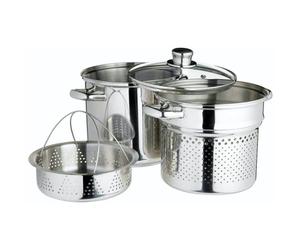 Cuiseur Multifonctions Vapeur Pâtes Marmite Inox avec Couvercle verre Kitchen Craft D20 cm 4L