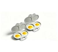 Cuiseur Oeuf Micro Ondes 2 Pièces Microwave Egg Poacher Pocheuse à Oeufs Micro Onde Avec Couvercle Et Poignée Machine à œufs Pochés Antiadhésifs œuf Rond Au Micro-Ondes Outil Cuisine à Chaleur Rapide