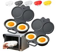 Cuiseur Oeuf Micro Ondes, 2PCS Pocheuse à Oeufs Micro Onde，Gris foncé | 2 Cavités Avec Couvercle Et Poignée, Machine à Œufs Pochés Antiadhésifs, Outil Cuisine à Chaleur Rapide