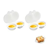 Cuiseur Oeuf Micro Ondes,Cuit Oeuf Micro Onde，Blanc*2 | Cuisson Rapide En 3 Min Capacité 2 Oeufs Design Compact Antiadhésif Sécurisé pour Petit-Déjeuner, Encas Ou Salade