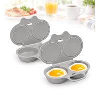 Cuiseur Oeuf Micro Ondes, Cuit Oeuf Micro Onde, Pocheuse Pour 2 Œufs (Gris) | Pocheuse À Oeufs Micro Onde Pour 2 Œufs, Cuisson Rapide, Double Compartiment, Format Compact Et Nettoyage Facile