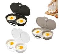 Cuiseur oeuf micro ondes, Pocheuse à œufs antiadhésif 2 cavités，Mixte*3 | Moule à vapeur avec couvercle et poignée sans huile facile à nettoyer outil cuisine rapide rond pour petit-déjeuner maison