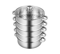 Cuiseur vapeur 5 étages 32 cm avec couvercle en verre en acier inoxydable pour cuisinière