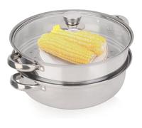 Cuiseur vapeur à 2 couches pour la cuisson marmite à vapeur en acier inoxydable de 28 cm avec couvercle en verre cuit M CUIT VAPEUR
