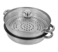Cuiseur Vapeur Couvercle Double Couche en Acier Inoxydable | Aliments Cuisine, Forme Ronde, Argenté, Usage Simple, Robuste et Solide, sans Rayer les Mains