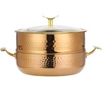 Cuiseur vapeur en acier inoxydable, Acier inoxydable 304, fond de casserole composite épais à 3 couches(Gold,18cm)