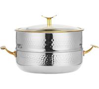 Cuiseur vapeur en acier inoxydable, Acier inoxydable 304, fond de casserole composite épais à 3 couches(Silver,22cm)