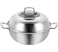 Cuiseur vapeur en acier inoxydable, Cuiseur à soupe de nouilles double fond 36 cm avec base induc