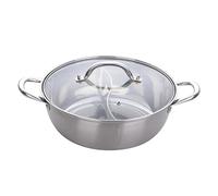 Cuiseur vapeur en acier inoxydable, Marmite divisée en acier inoxydable, cuisinière, marmite chaude, marmi(True Color,Clear soup pot)