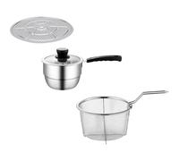 Cuiseur Vapeur en Acier Inoxydable Panier Amovible et Couvercle | Acier Inoxydable Argenté, Panier à Friture et Panier Vapeur Empilables, Poignée Anti-brûlure, pour Œufs et Style Aléatoire