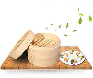 Cuiseur vapeur en bambou biologique haut de gamme grand 2 niveaux avec couvercle solide Durable et renforcé Meilleure cuisine saine pour les légumes Dim Sum Viande Poisson