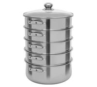 Cuiseur vapeur - Marmite à vapeur / Autocuiseur à vapeur - Marmite à 5 couches - Ø 28 cm - Acier inoxydable - Insert à vapeur multicouche