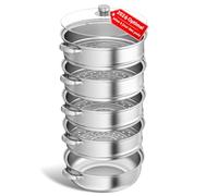 Cuiseur vapeur - Marmite Vapeur 28 cm en Acier Inoxydable, Cuiseur à Vapeur avec Panier, 4/5 Étages avec Couvercle, Idéal pour Légumes, Fruits de Mer, Soupes, Ragoûts et Pâtes (5 étages)
