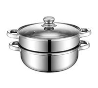Cuiseur vapeur pour la cuisson à la vapeur de 30,2 cm, capacité améliorée, 2 niveaux multifonction en acier inoxydable 18/8 avec couvercle pour légumes, boulettes, bouillon, sauce, nourriture