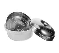 Cuiseur Vapeur pour Micro-ondes Bol, en Acier Inoxydable Argenté | Compatible Riz et Raviolis, Nettoyage Facile, Cuisson Rapide, Usage Domestique, Panier Couvercle
