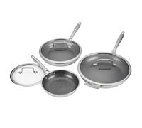 Cuisinart PURELYSEAR Set de poêles inox céramique 6 pièces | Triple épaisseur | 3 poêles avec couvercles en verre | tous feux dont induction | poignées froides
