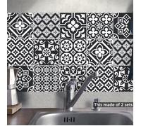 Cuisine Autocollants Noir Blanc Salle Bain Carrelage Auto-adhésif Étanche Carreaux Murale Vinyle Stickers