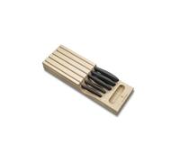 Victorinox Swiss Classic Range-Couteaux pour Tiroir, 5 Pièces, Couteaux d’Office, à Tomate et Couteau de Table, Couteau à Découper, Couteau Santoku, Couteau à Pain, Bois de Hêtre