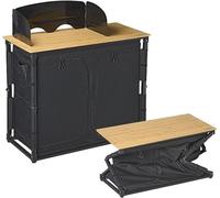 Cuisine compacte - 100 x 49 x 82,5 cm - Cuisine de camping pliante - Cuisine d'extérieur - Armoire de camping pliable - Pliable avec espace de rangement - Compartiment pour bouteille de gaz - Inclut u