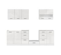 Cuisine complète 260 cm, Ensemble de meuble de cuisine coloris Blanc/Craie brillant, plan de travail non inclus - -