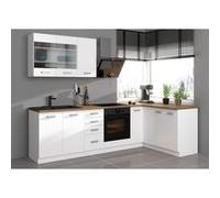 ATLAS Cuisine complète d'angle 8 éléments (reversible droit / gauche) - Décor blanc - L270 cm - Plan de travail non inclus