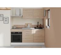 Cuisine Complète OSLO, 180cm, Chêne, Plan de Travail Inclus, Meuble Haut 120cm