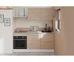 Cuisine Complète OSLO, 180cm, Chêne, Plan de Travail Inclus, Meuble Haut 120cm