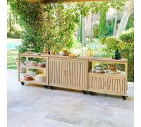 Cuisine d'été LODGIA Beige Acier, Aluminium, Acacia certifié FSC® Hespéride
