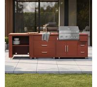 Cuisine d'extérieur 3 modules avec barbecue brique - Oviala Memphis
