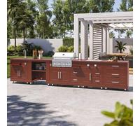 Cuisine d'extérieur 5 éléments dont 2 modules de cuisson brique - Oviala Memphis