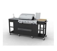 vidaXL Barbecue extérieur Montana 4 brûleurs brûleur latéral Noir/Argent 59 x 204 x 112