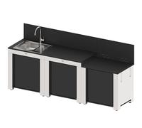 Cuisine d'extérieur ENO Modulo Classic 3 modules dont évier rectangle - Noir et Inox