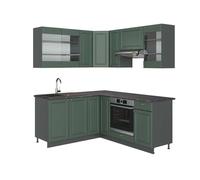 Cuisine en angle Fame-Line, 190 x 160 cm, PT Anthracite, Vert Or Campagne/Anthracite, Vicco 42144