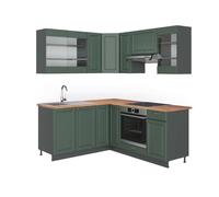 Cuisine en angle Fame-Line, 190 x 160 cm, PT Chêne, Vert Or Campagne/Anthracite, Vicco 42545