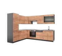 Cuisine en angle Fame-Line, 287 x 227 cm, PT Marbre, Chêne de force doré/Anthracite, Vicco 42184