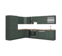 Cuisine en angle Fame-Line, 347 x 257 cm, PT Chêne, Vert Or Campagne/Anthracite, Vicco 47329