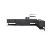 Cuisine extérieure 6 modules avec barbecue en acier inoxydable noir